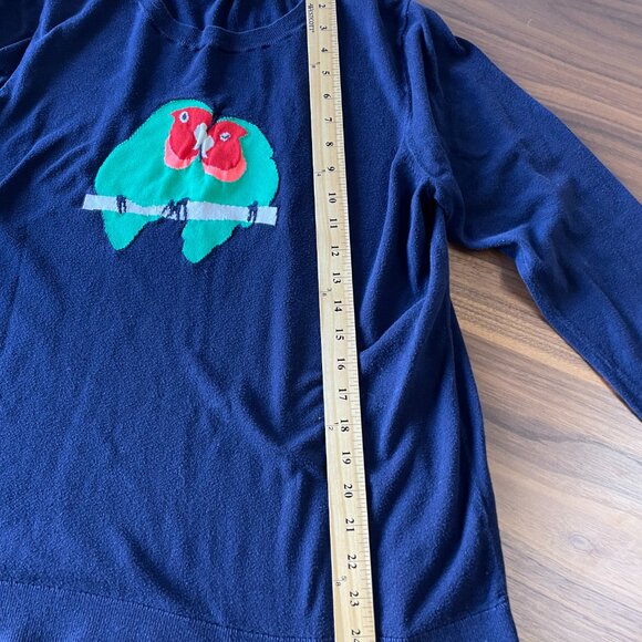 JCrew Womens XXL LOVE BIRDS Sweater Navy Lovebirds Sweater Fall 2017 Thin Sweate - Picture 9 of 15